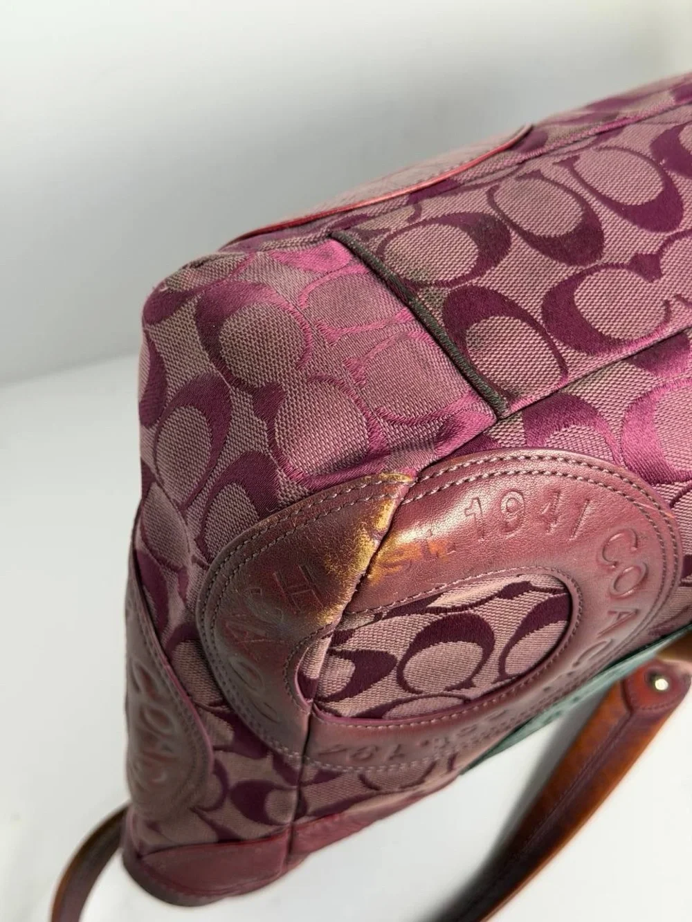 Vintage Coach Circle Patchwork East-West Plum Tote Bag